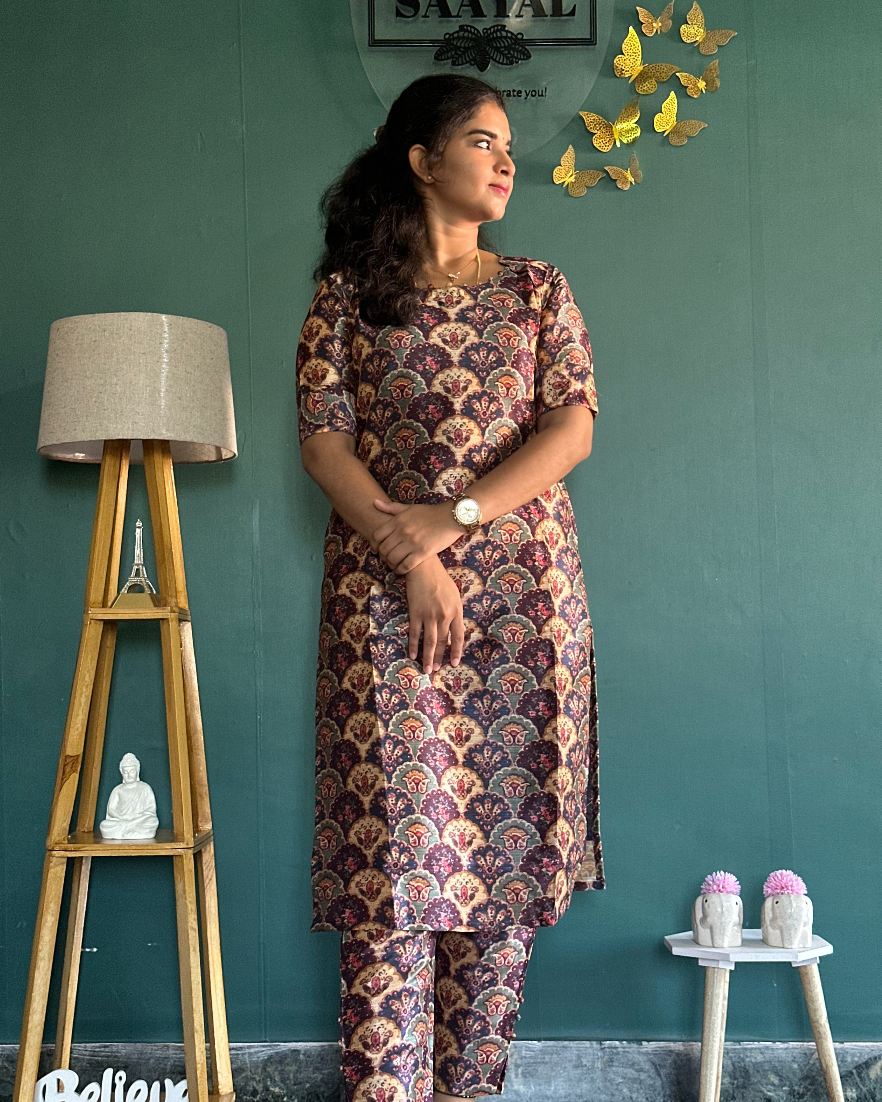 Multicolour Mulberry Silk Coord Set