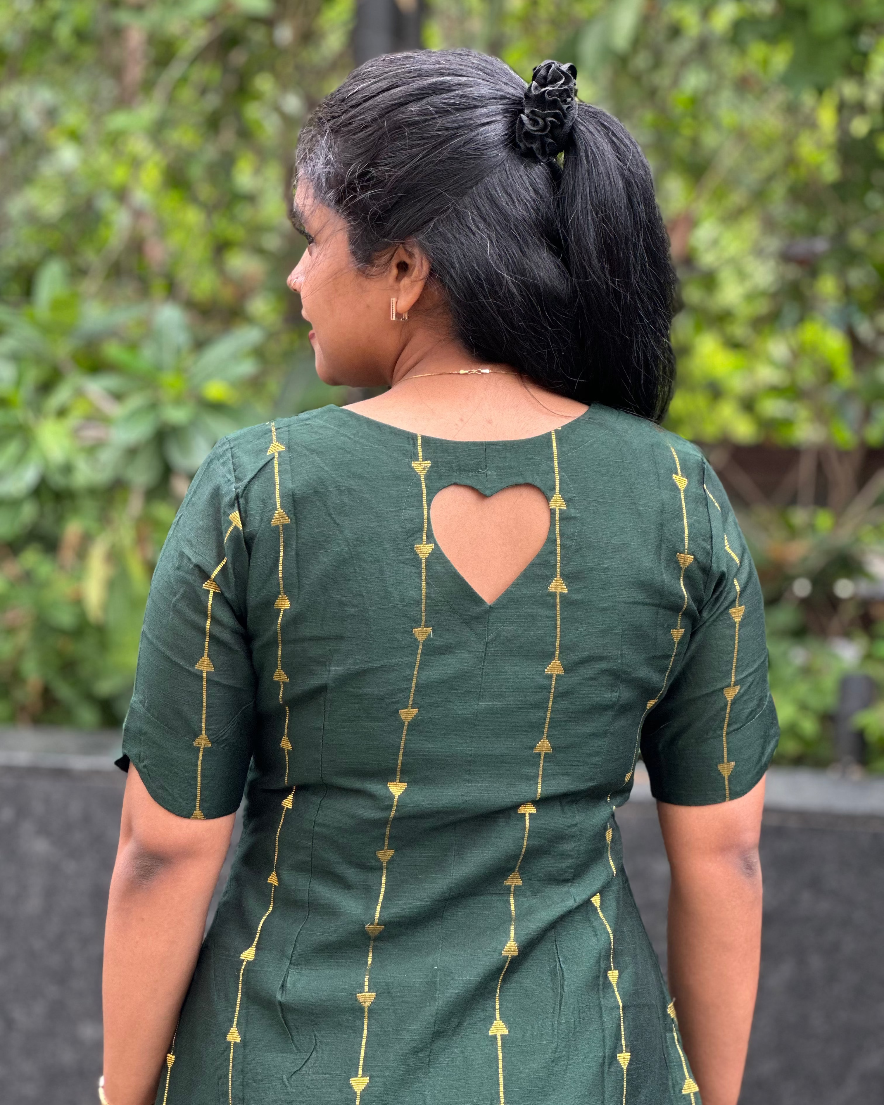 Green Raw Silk Coord Set