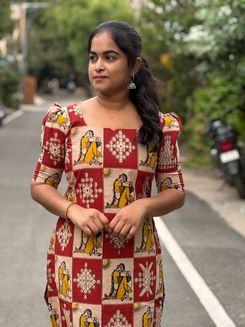 Bapu Bomma Kalamkari Cotton Kurti