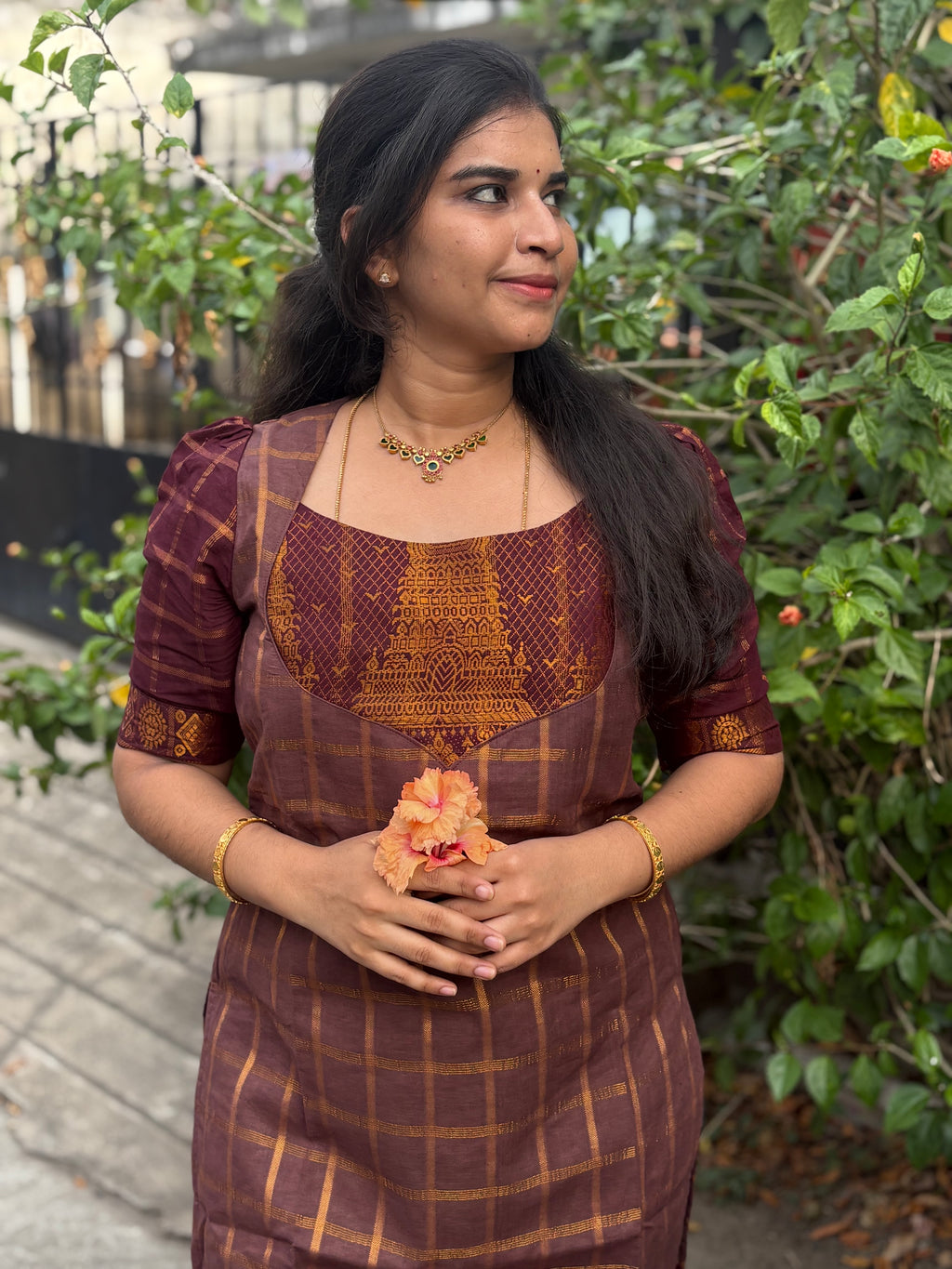 Meenakshi Gopuram Sungudi Cotton Co-ord Set