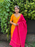 Kalyani - Raw Silk Suit Set with Aari Maggam work