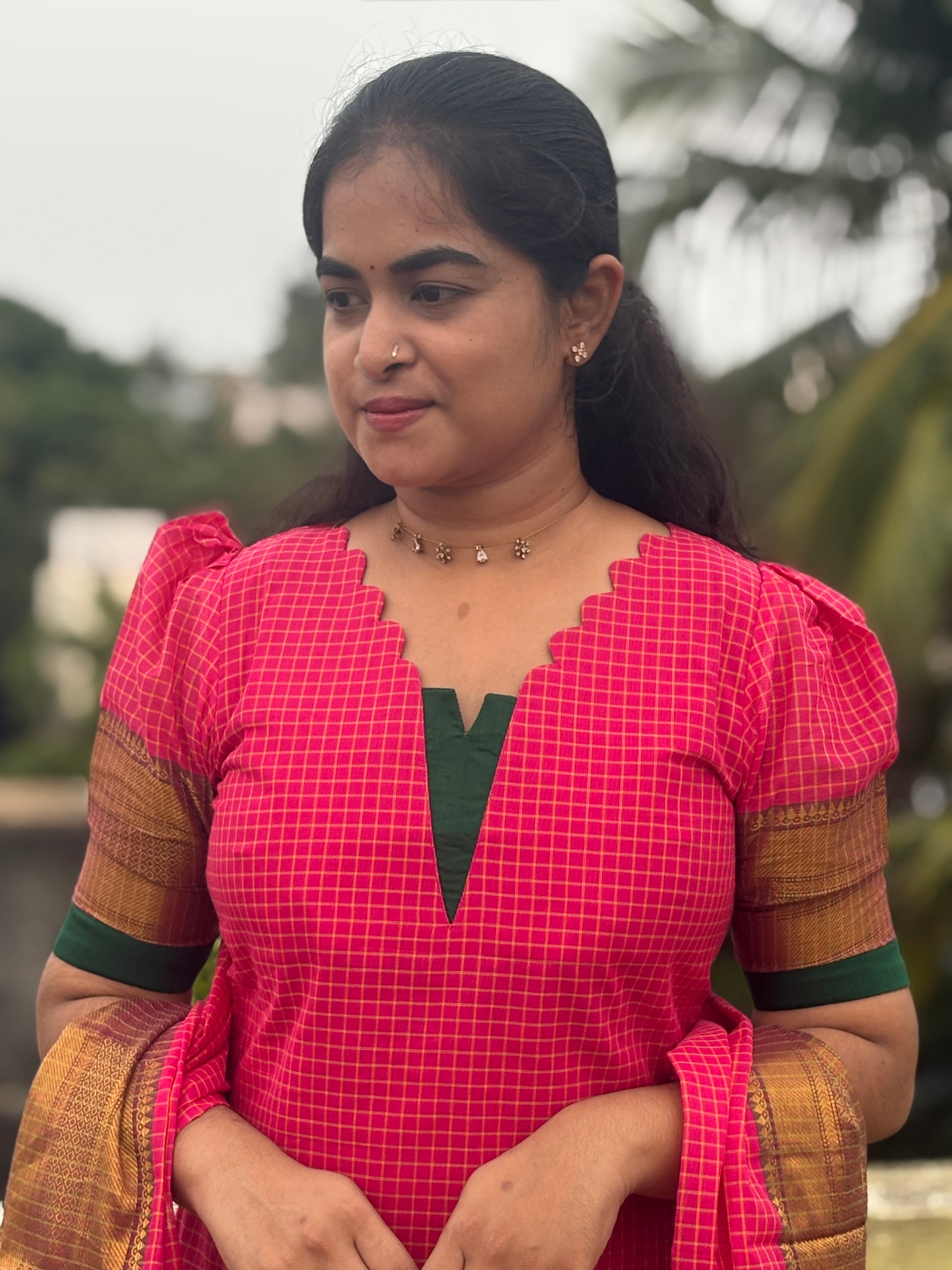 Chettinad Cotton Top and Dupatta Set