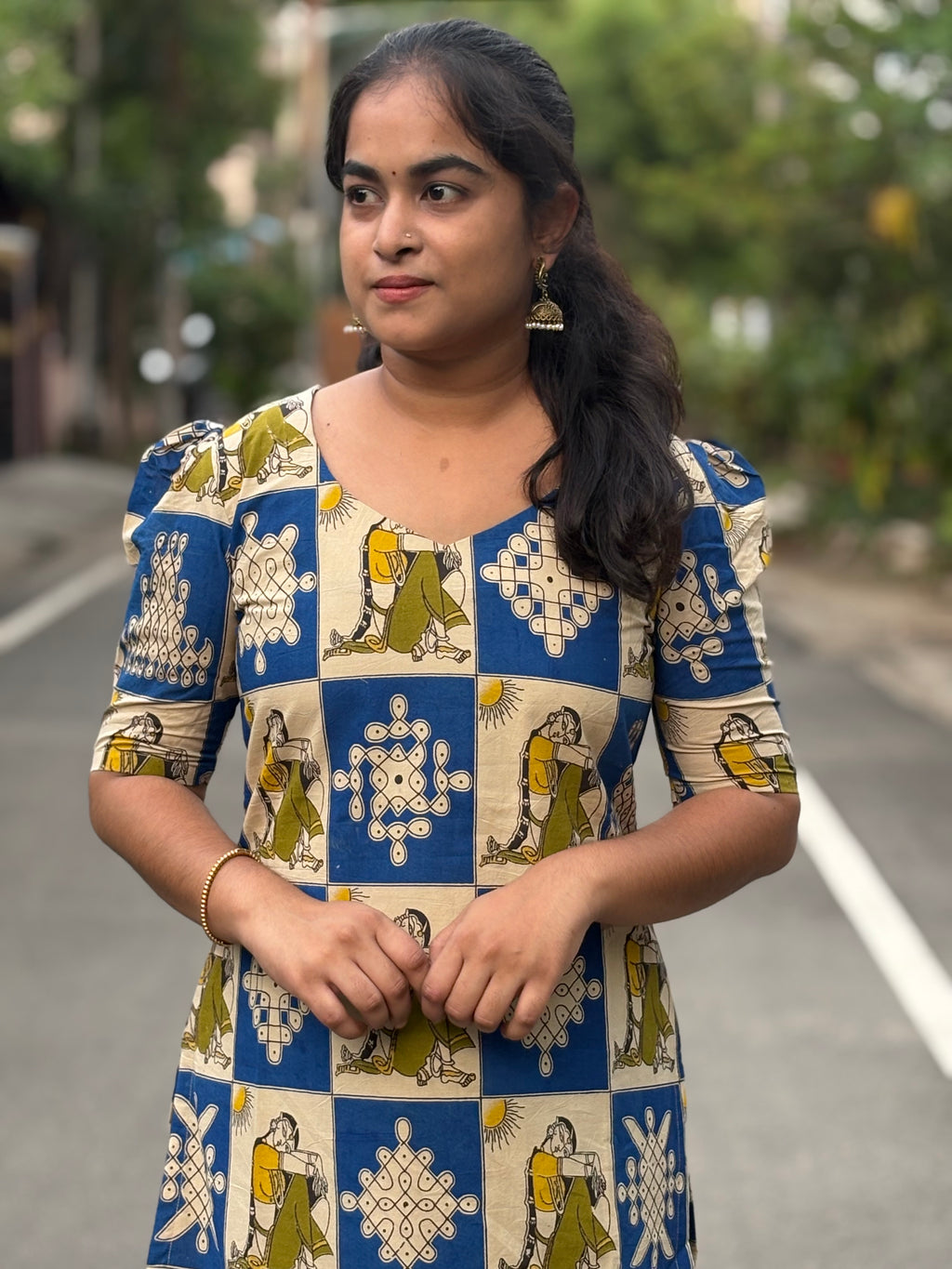 Bapu Bomma kalamkari Cotton Kurti