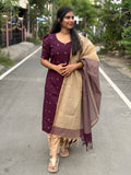 Violet Handloom Cotton Suit Set