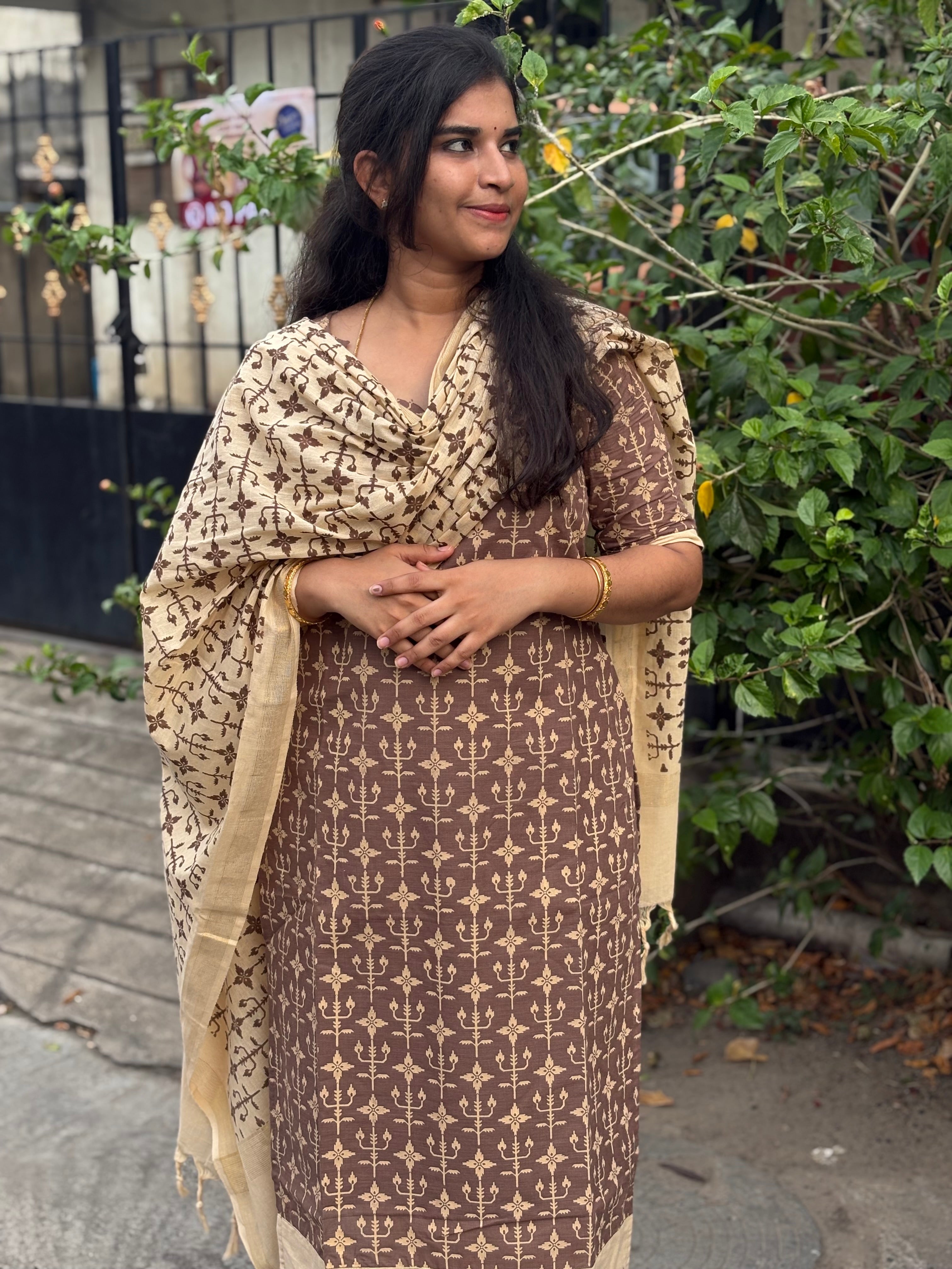 Printed Handloom Cotton Suit Set