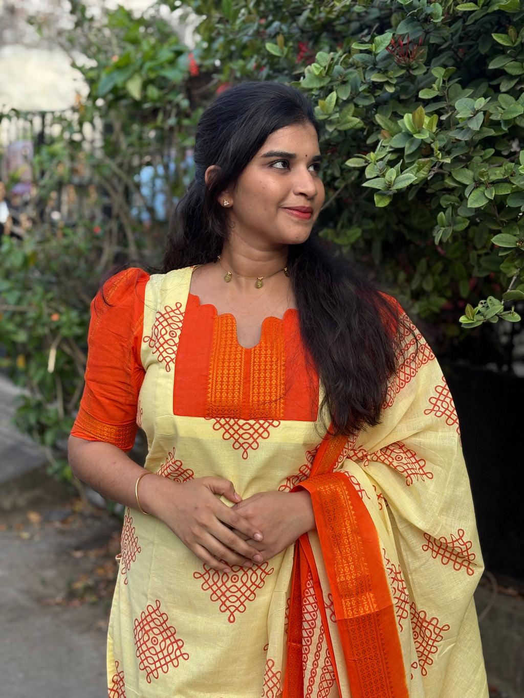 Kolam Sungudi Cotton Suit Set