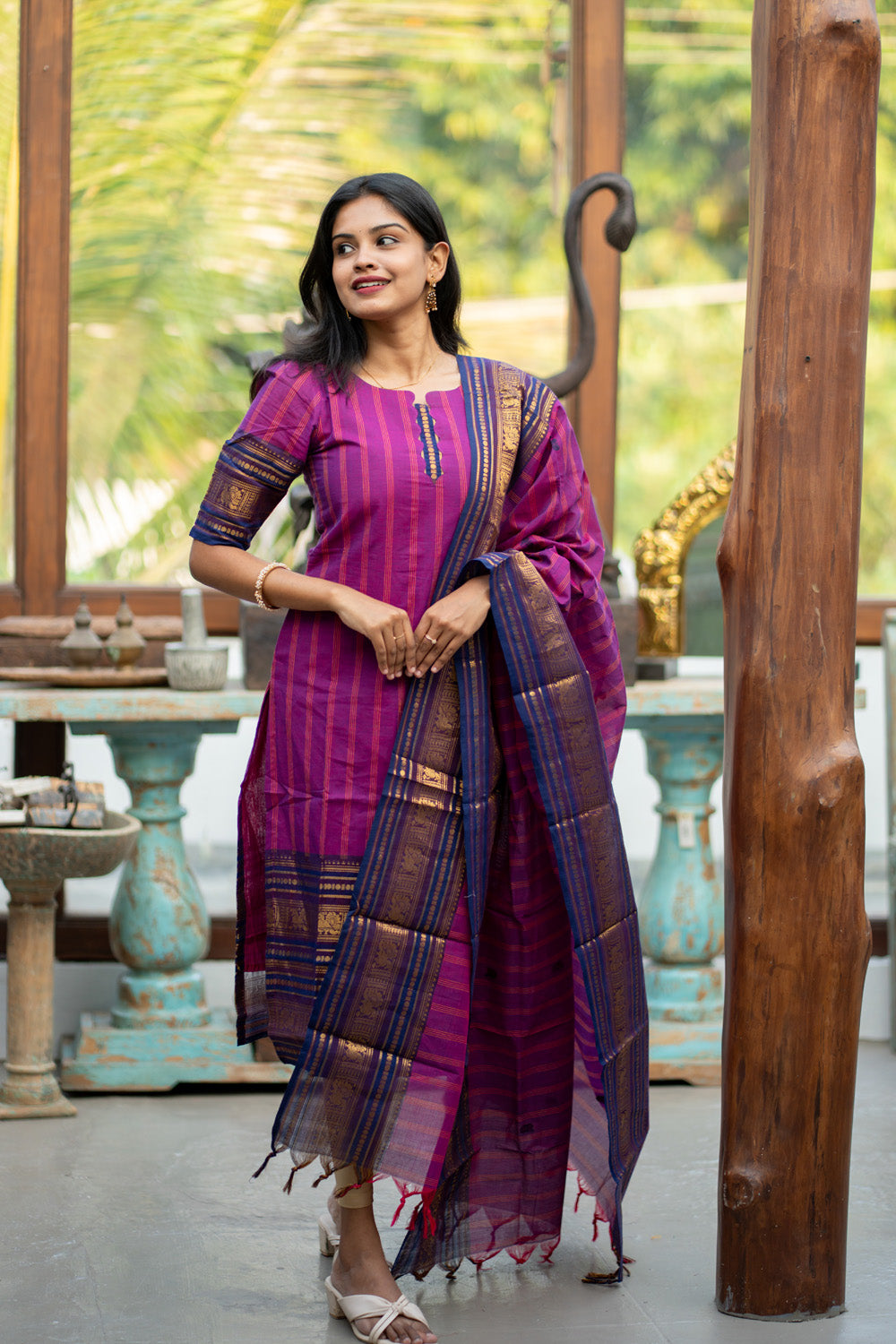 Kanchi Cotton Top and Dupatta Set