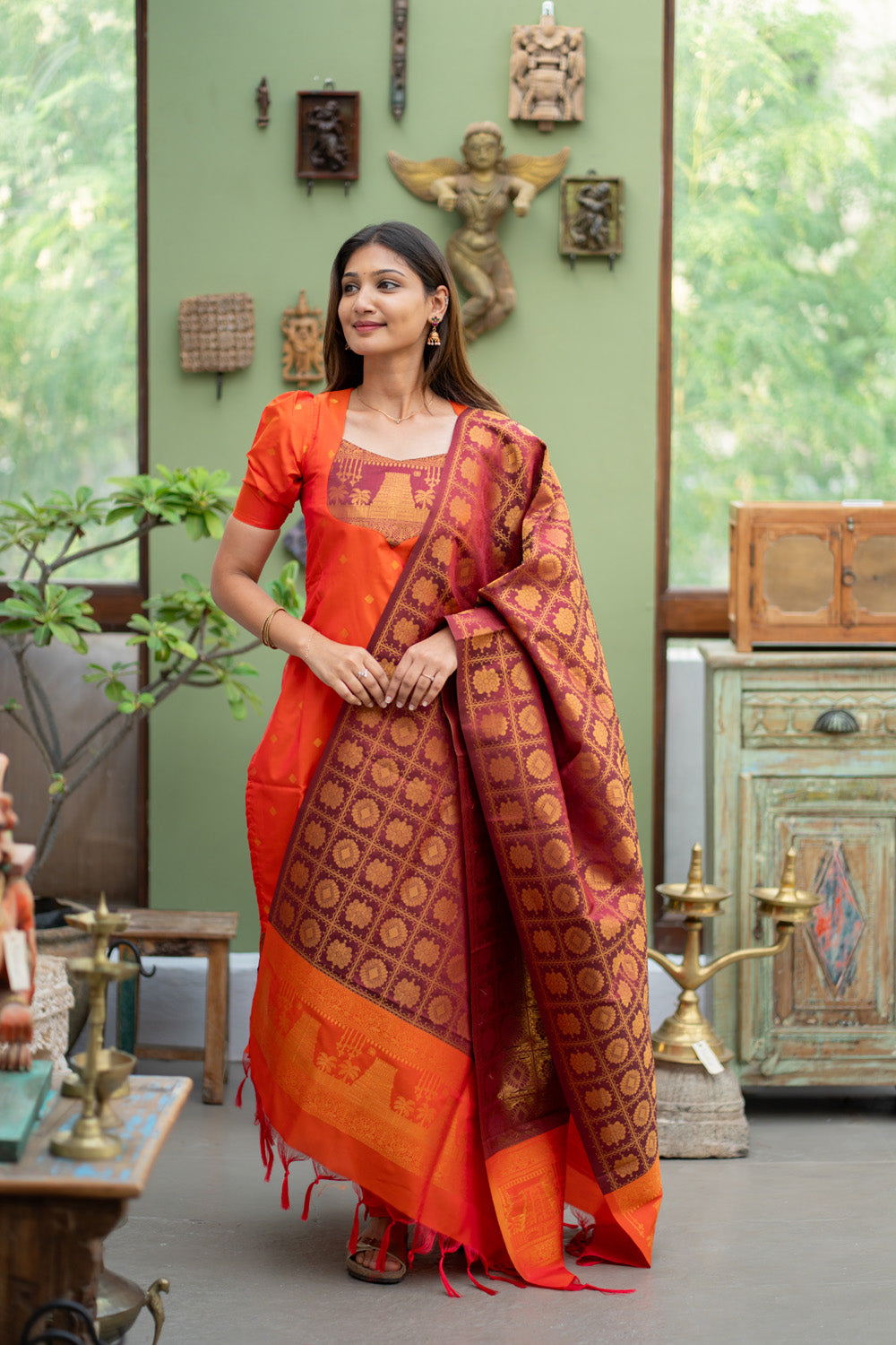 Gopuram - Semi Kanchi Silk Suit Set