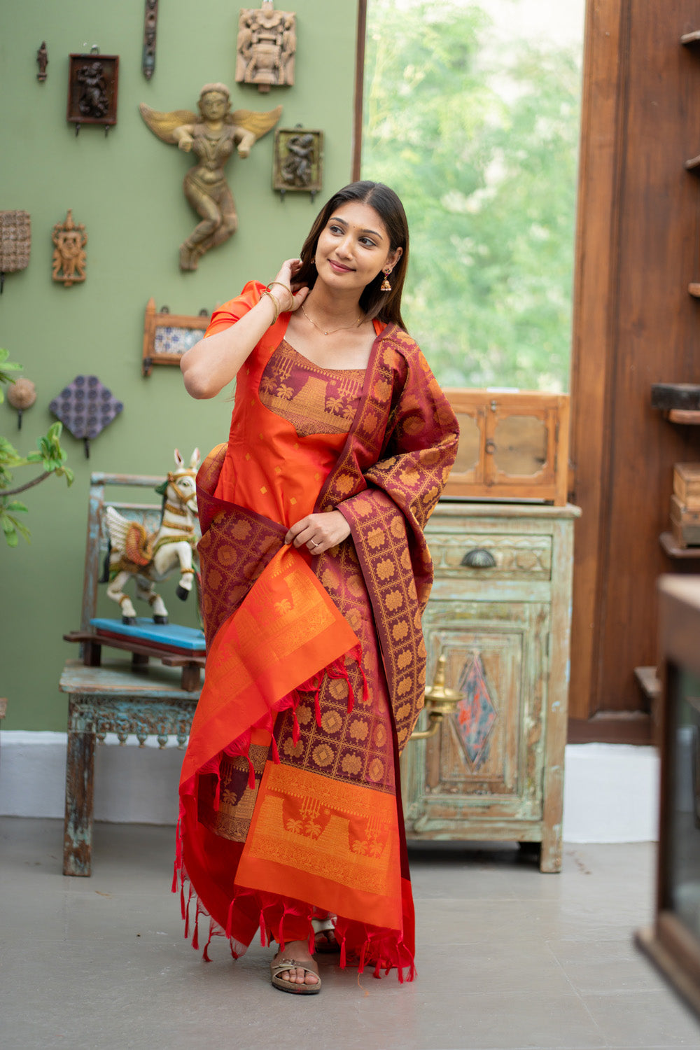 Gopuram - Semi Kanchi Silk Suit Set