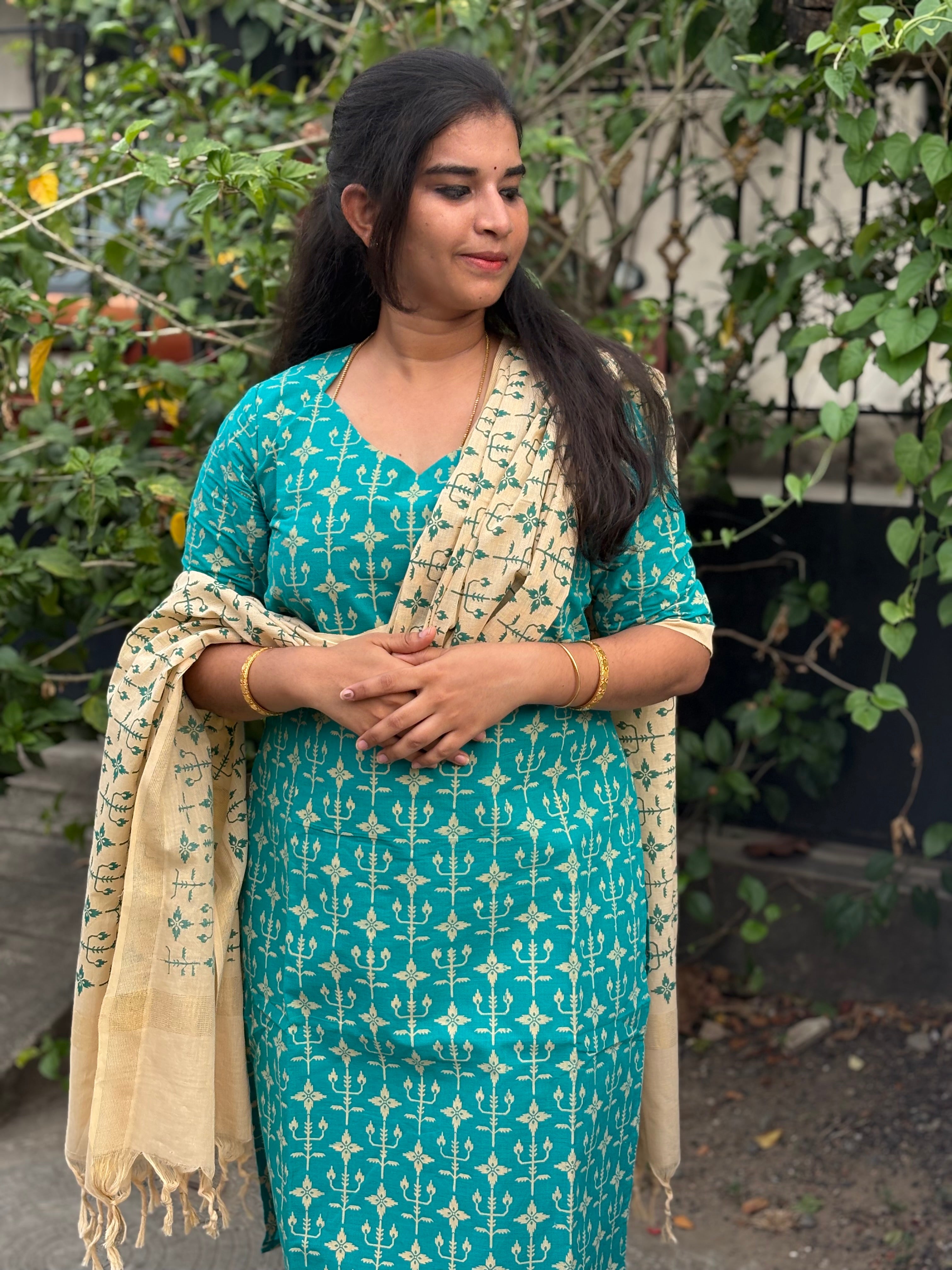 Printed Handloom Cotton Suit Set