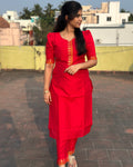 Red Raw silk Coord