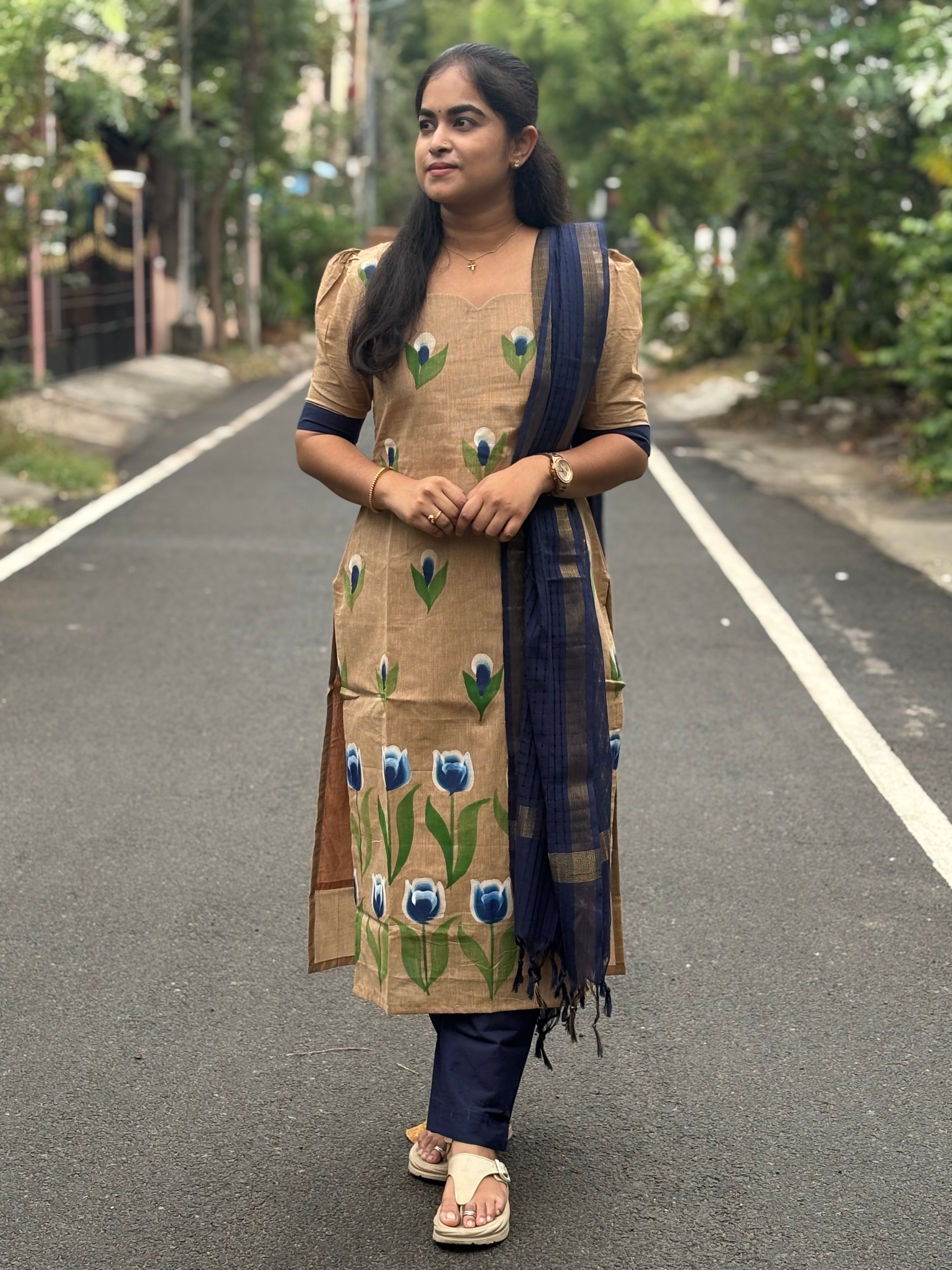 Brush Paint Handloom Cotton Suit Set