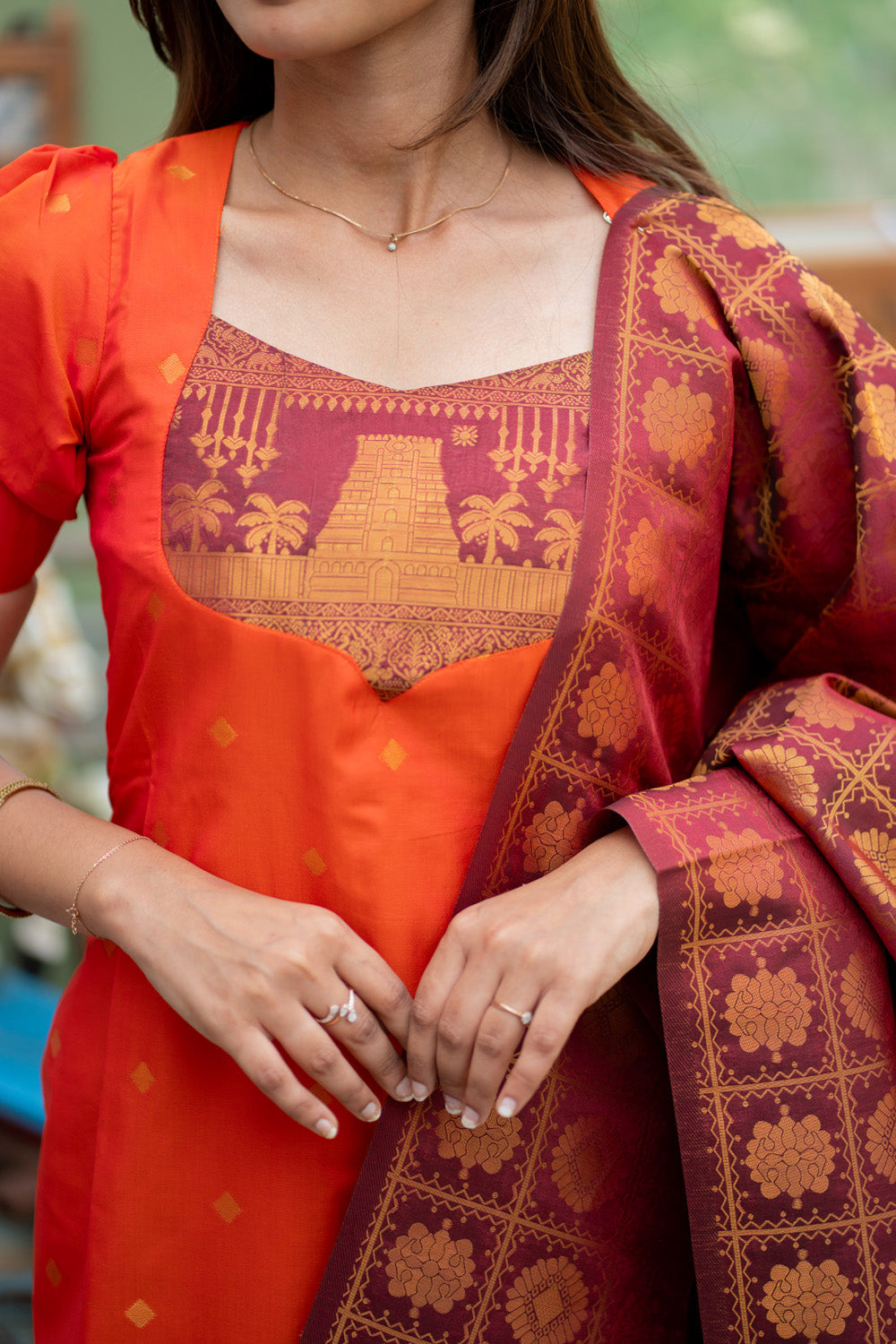 Gopuram - Semi Kanchi Silk Suit Set