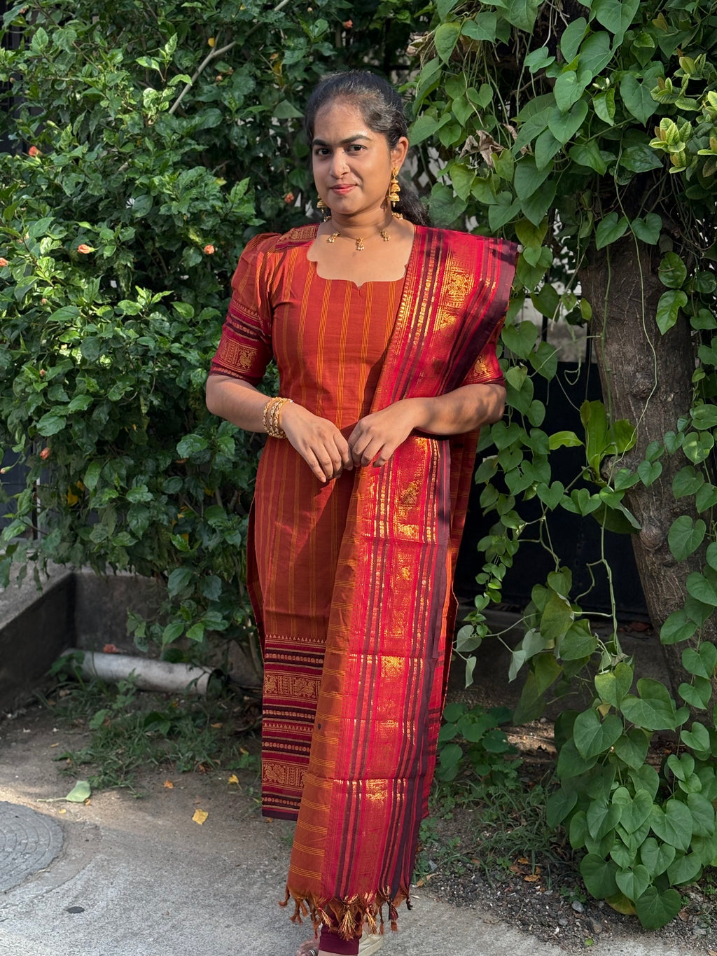 Kanchi Cotton Top and Dupatta Set