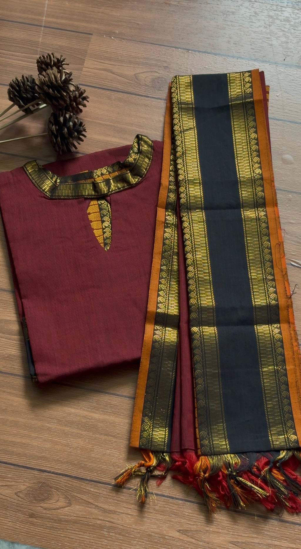 Chettinad Cotton Top and Dupatta set