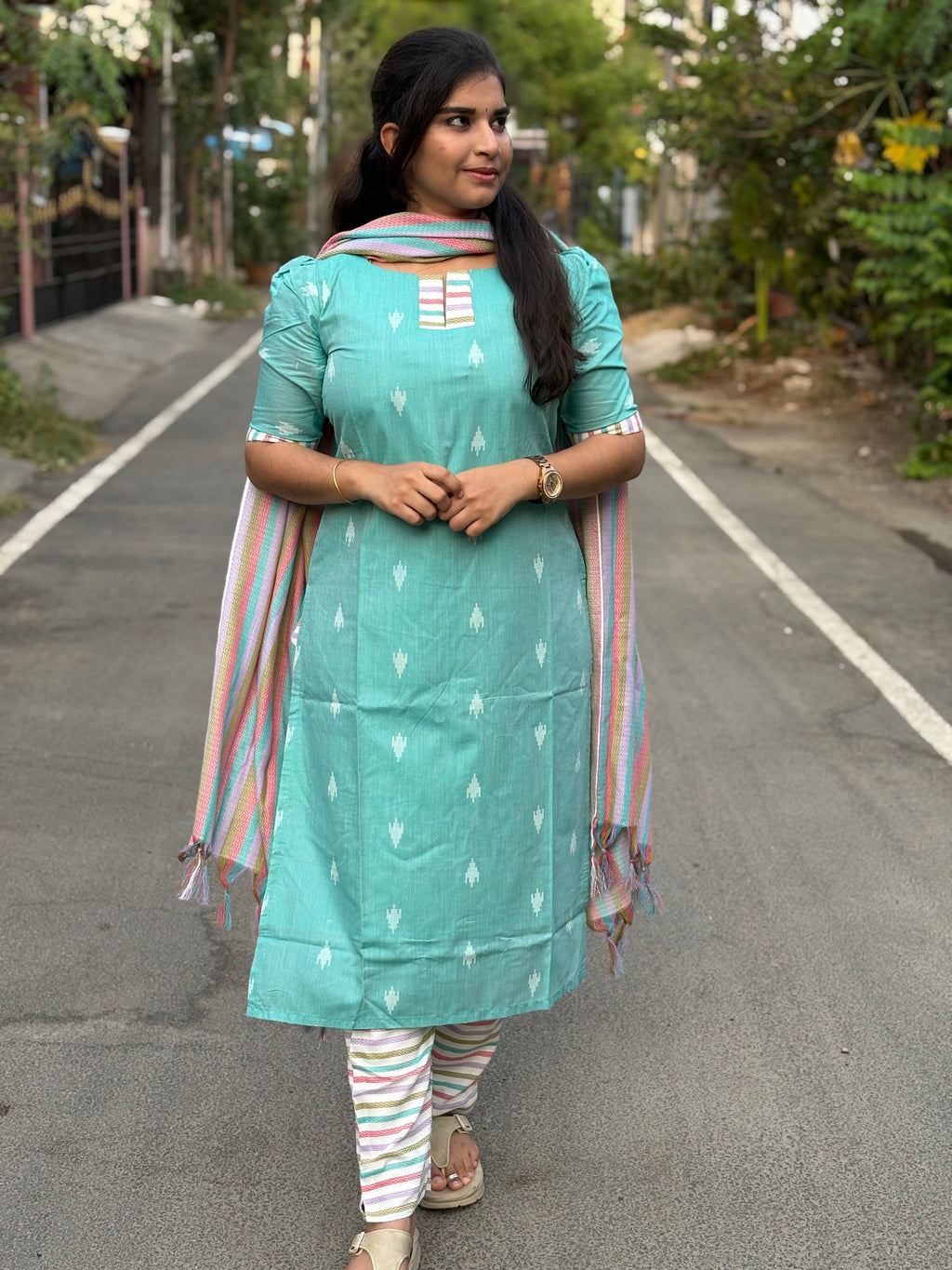 Multi Pastel Cotton Suit Set