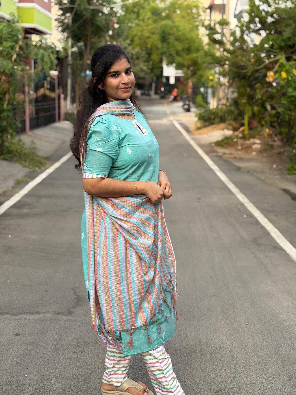 Multi Pastel Cotton Suit Set