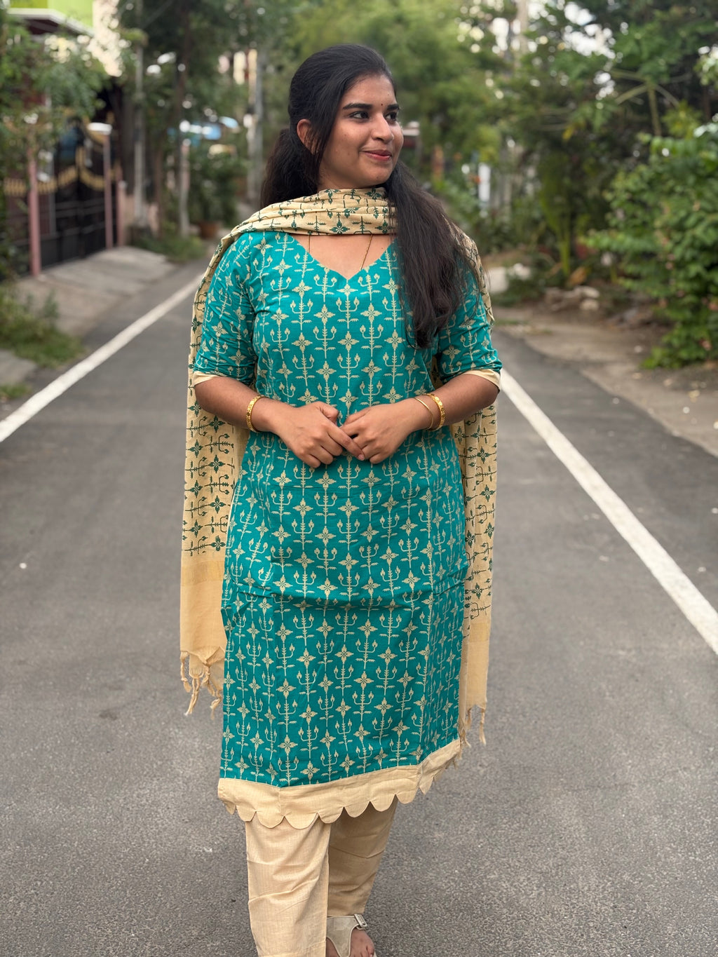 Printed Handloom Cotton Suit Set