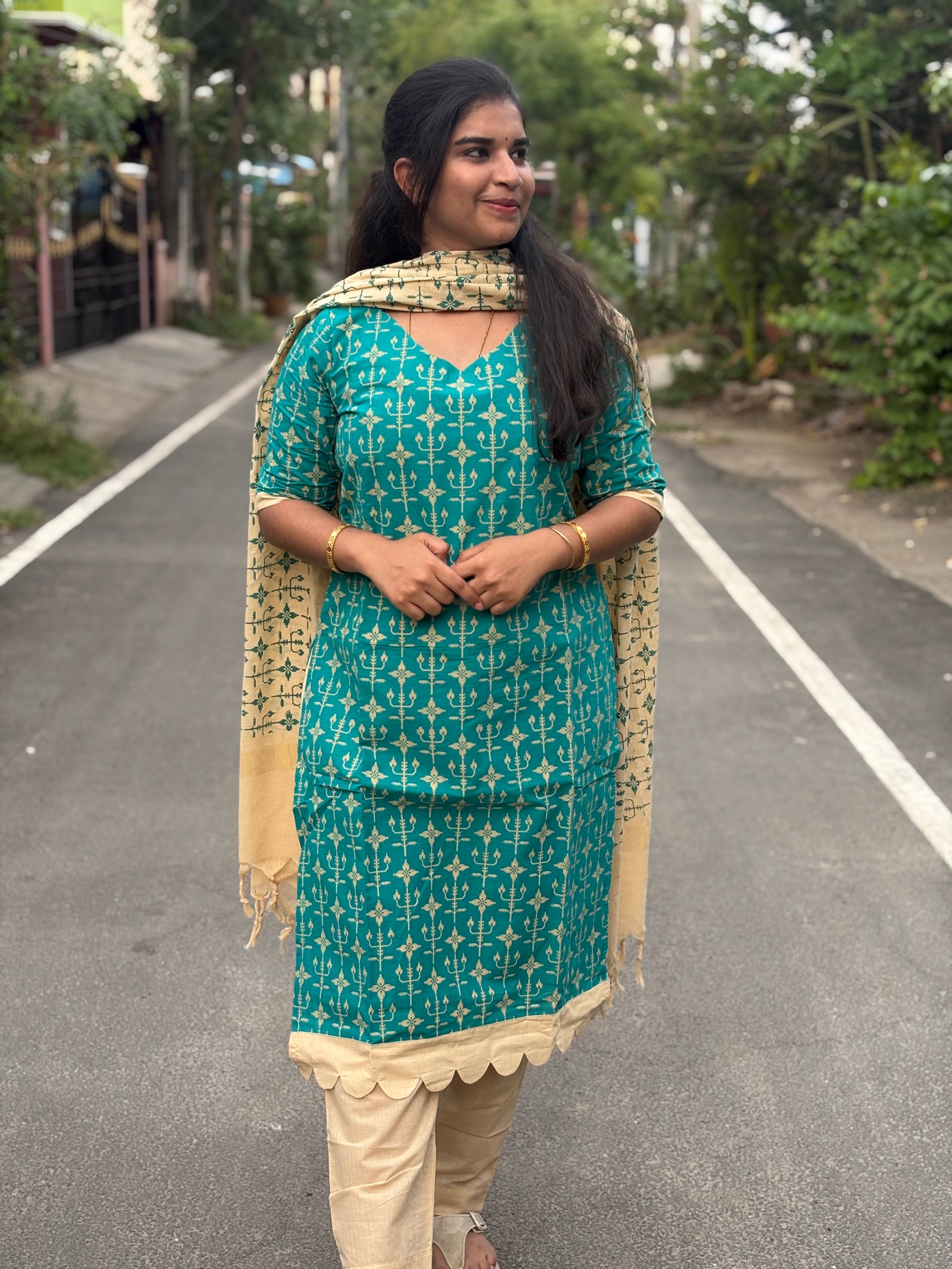 Printed Handloom Cotton Suit Set