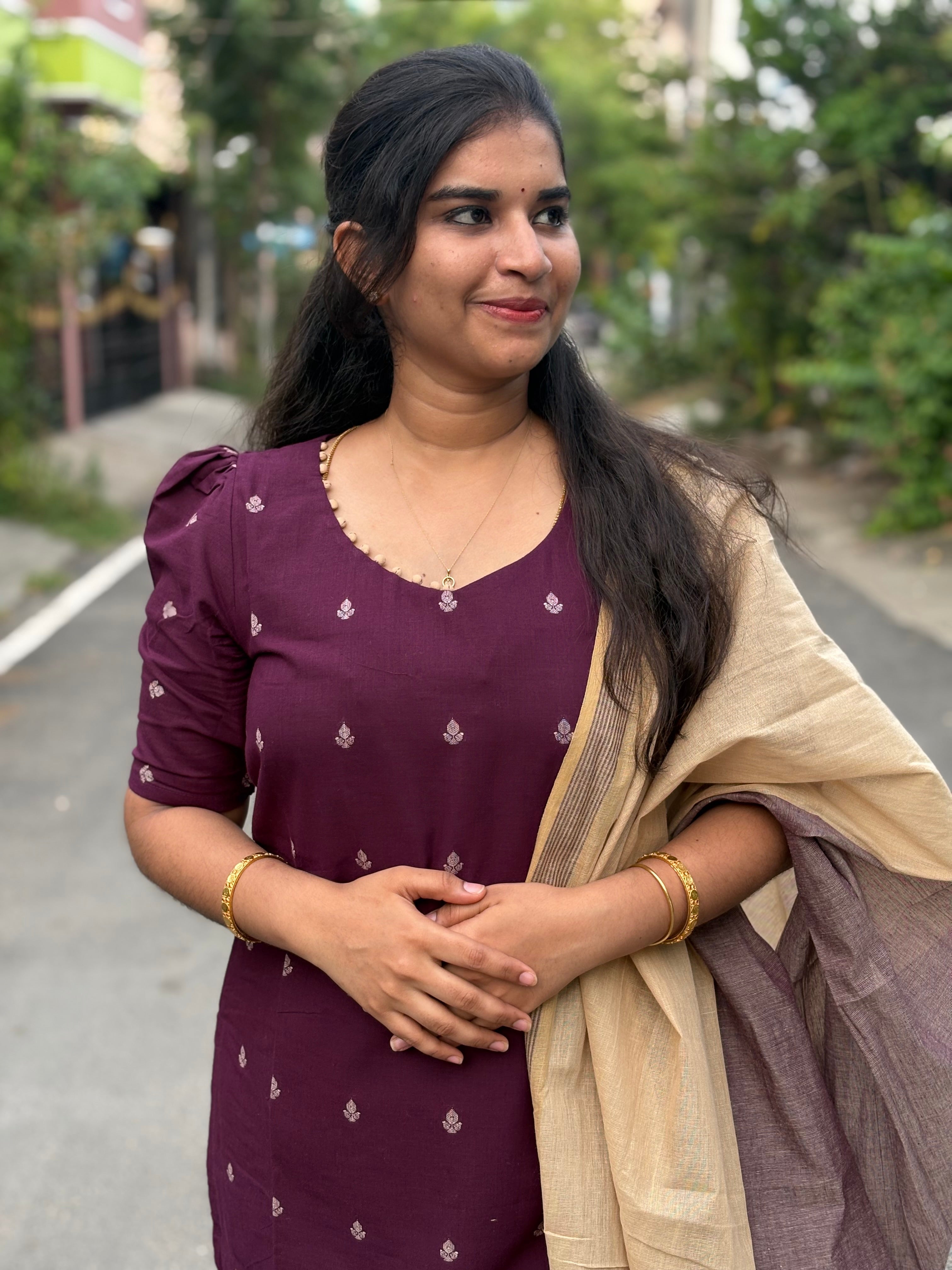 Violet Handloom Cotton Suit Set