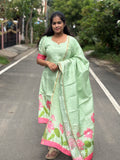 Pastel Lotus Semi Tussar Silk Top And Dupatta Set