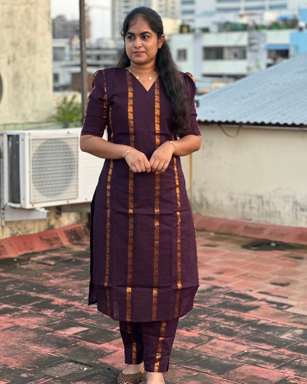 Peacock Veldhari Handloom Cotton Coord Set