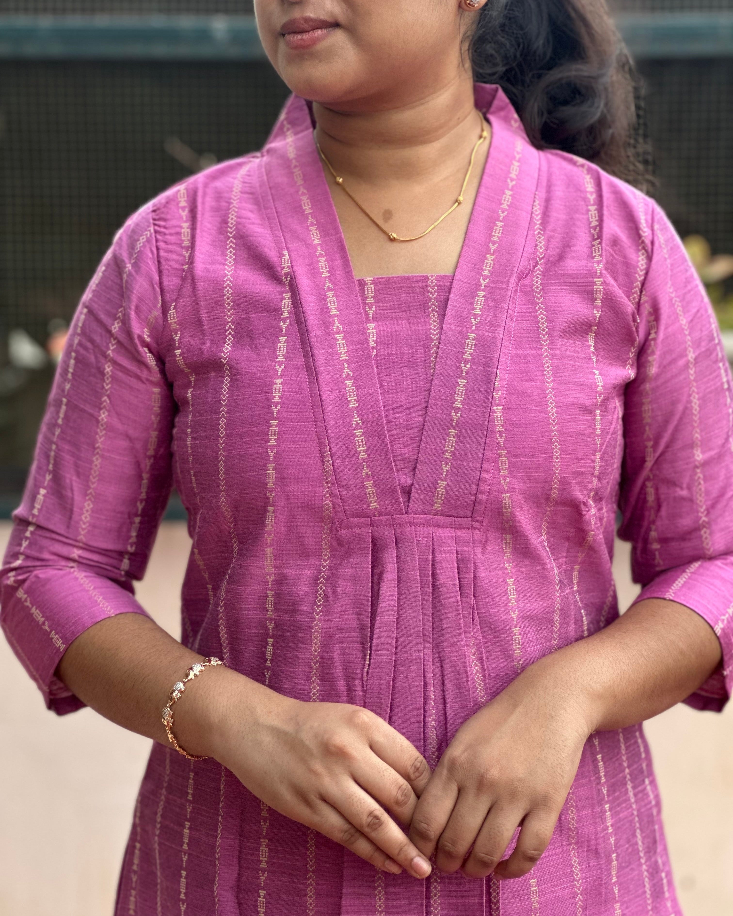 Purple Pink Raw Silk Coord