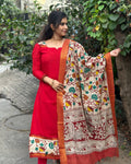Premium Mangalgiri Silk Top With Chennuri Silk Dupatta