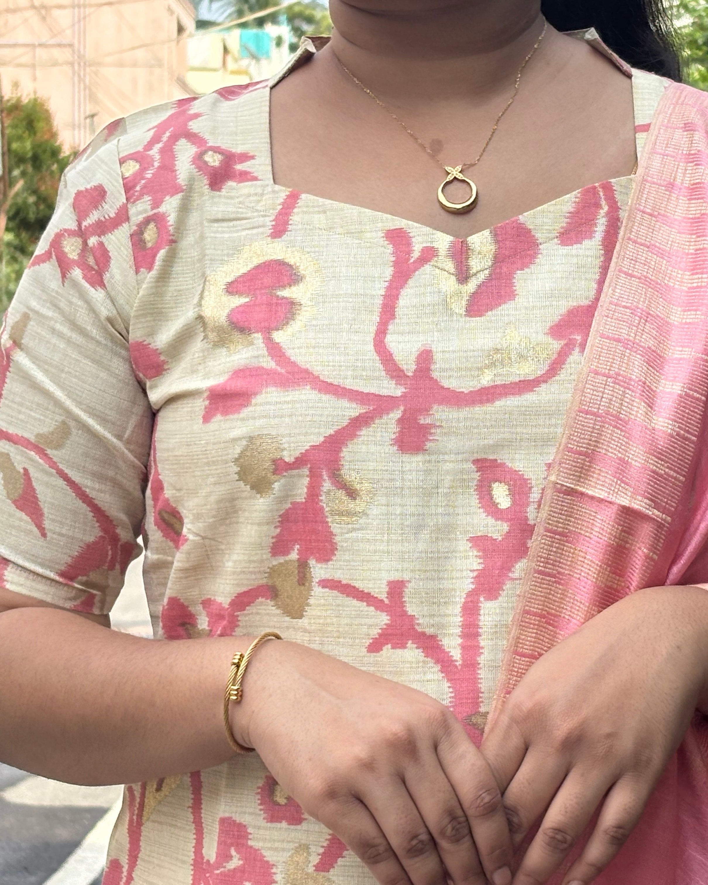 Beige-cream and Pink Suit Set