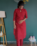 Red Raw Silk Coord Set
