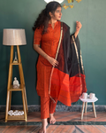 Orange Raw Silk Suit Set