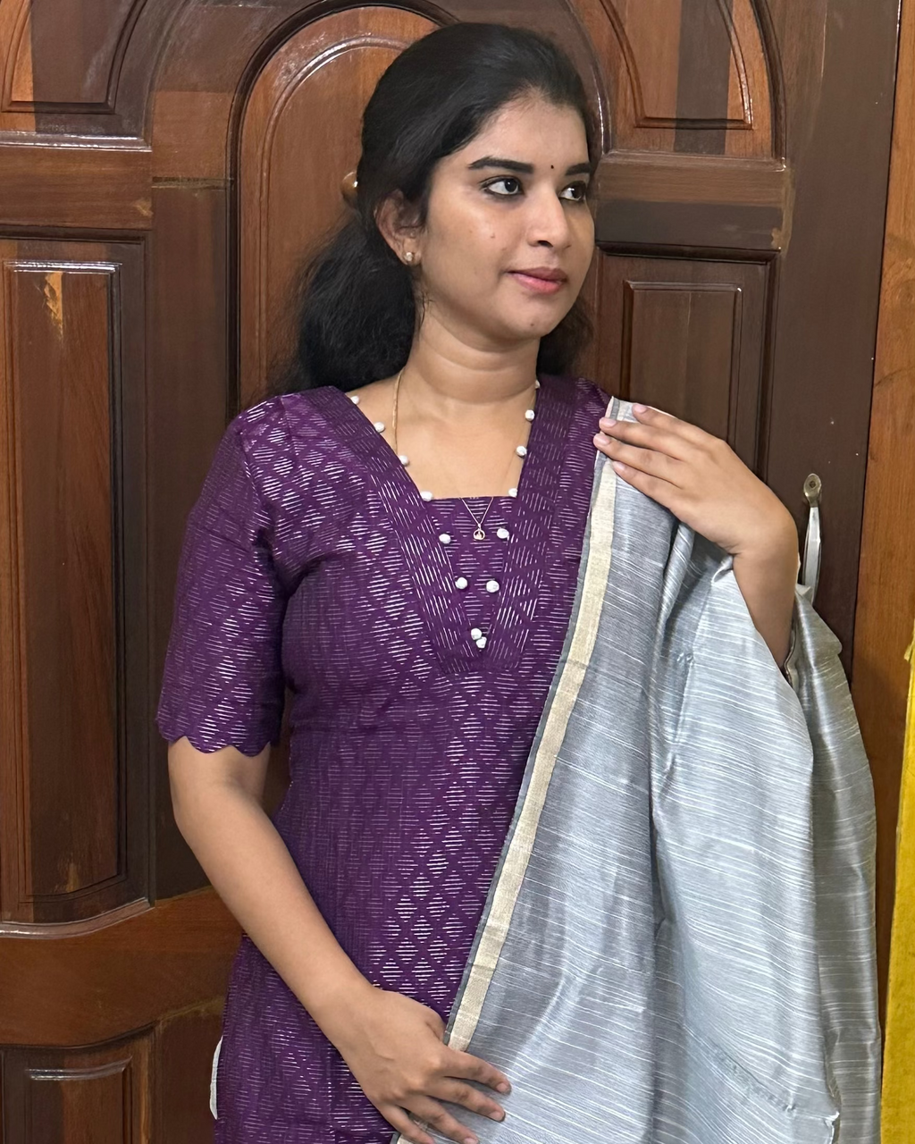 Purple Raw Silk Suit Set