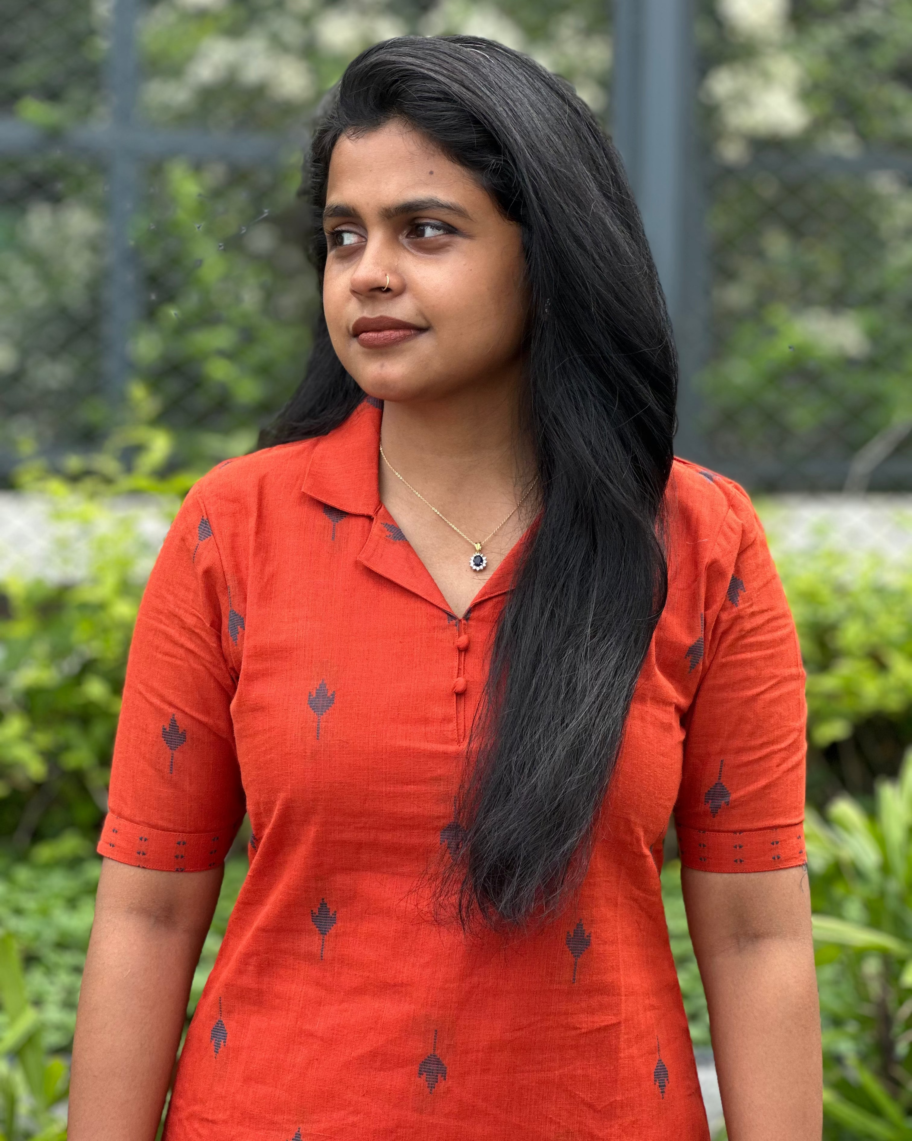 Red Handloom Cotton Coord Set