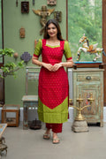 Aadhira - Raw Silk Coord Set with Banarasi Detailing