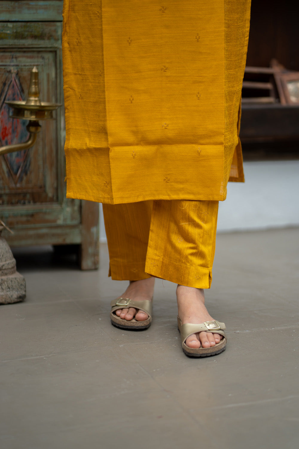 Oviya - Raw Silk Coord Set with Banarasi Detailing
