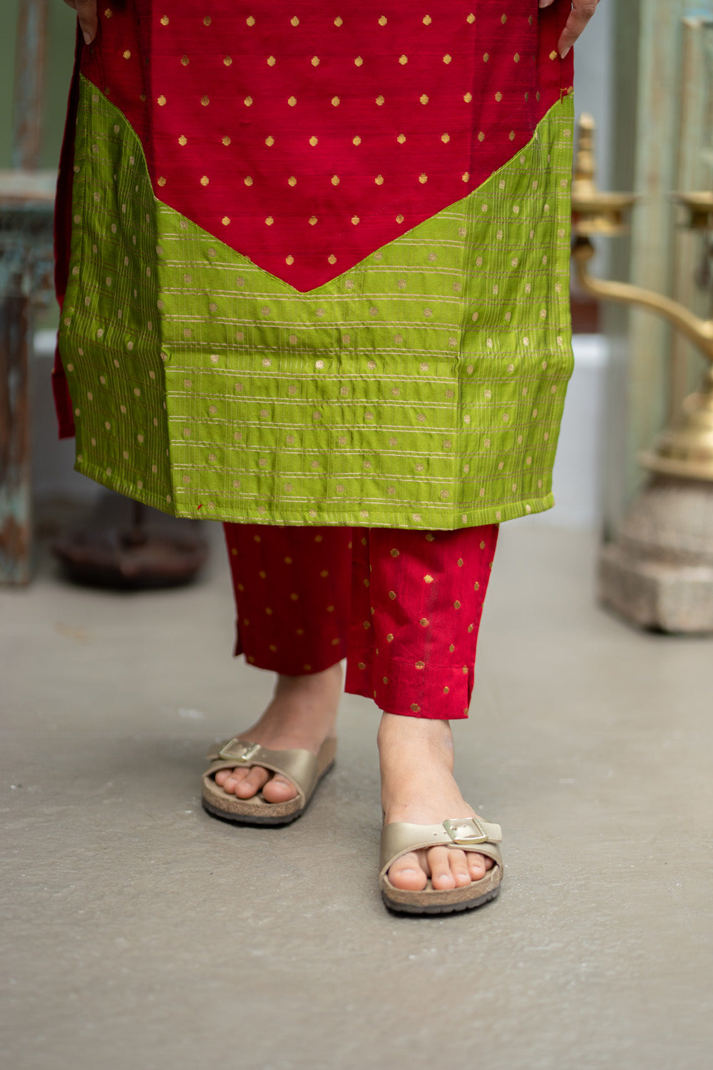 Aadhira - Raw Silk Coord Set with Banarasi Detailing