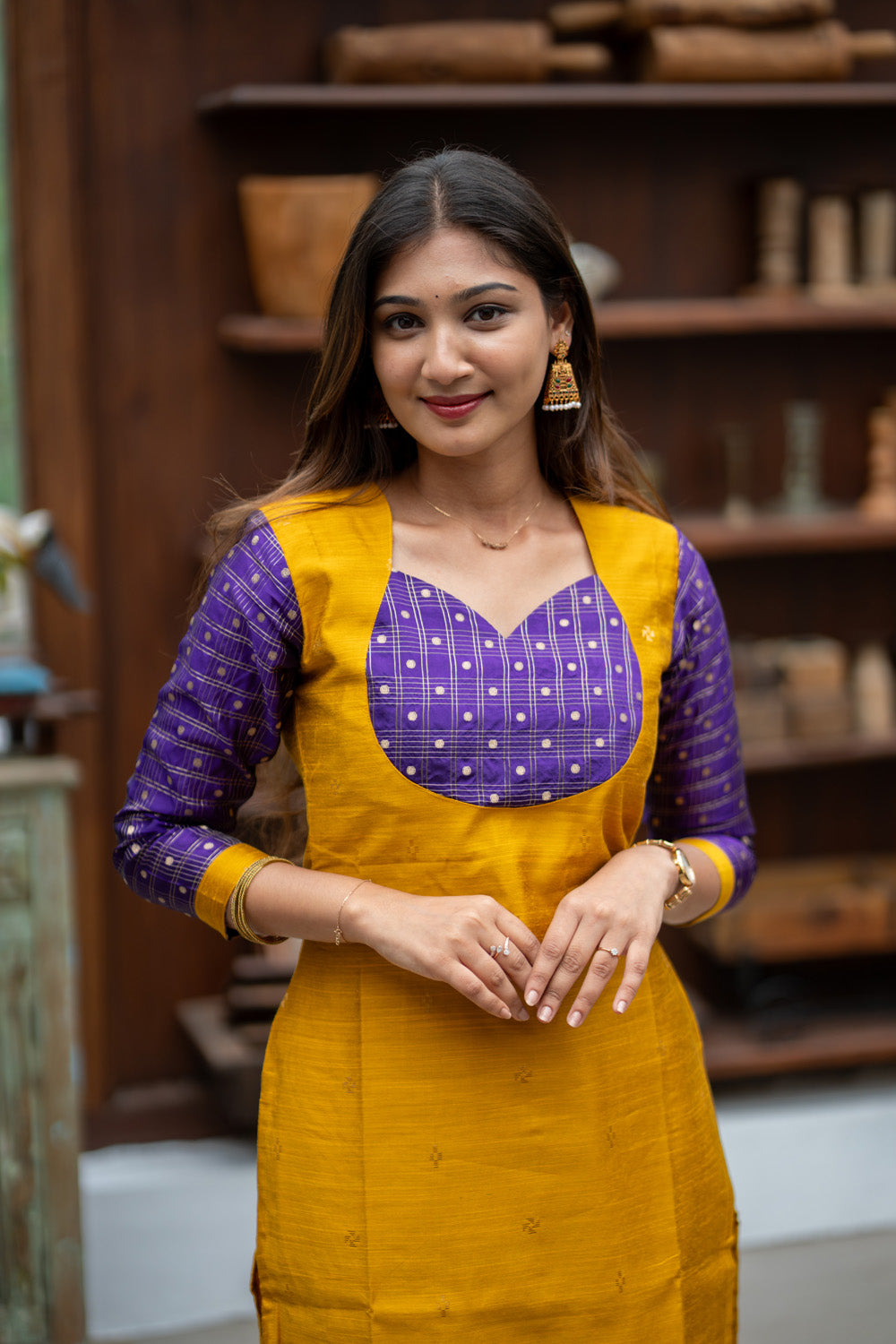 Oviya - Raw Silk Coord Set with Banarasi Detailing